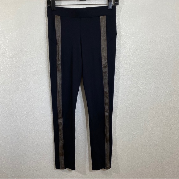 David Lerner black leather front panel leggings - Picture 2 of 7